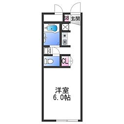 レオパレスHORI ワンルームの間取図画像