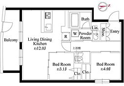 ルネサンスコート目黒南 1階2LDKの間取り