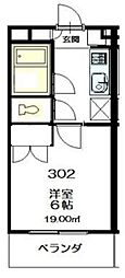 メゾンM&K ワンルームの間取図画像