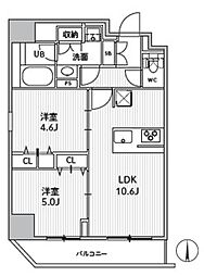 エスレジデンス住吉アクアハト 2LDKの間取図画像