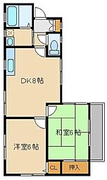 白山ハイツ 2DKの間取図画像