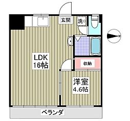 サンライズ・コーポ 1LDKの間取図画像