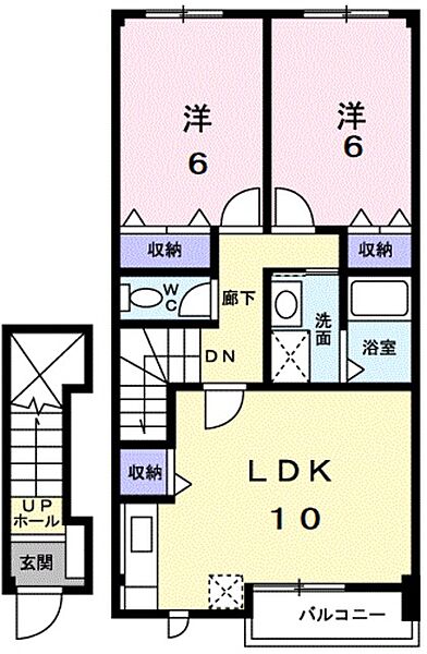 香川県高松市六条町(賃貸アパート2LDK・2階・56.48㎡)の写真 その2
