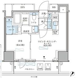 パークアクシス五反田スカイタワー 1LDKの間取図画像