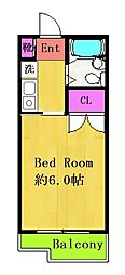 ホウエイ 1Kの間取図画像