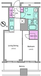 レジディアタワー上池袋 タワー棟 7階1LDKの間取り