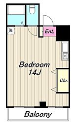 エーエスビル 2階ワンルームの間取り