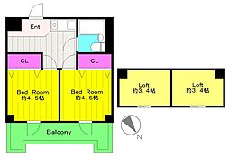Parktown　03　Bldg 4階2Kの間取り