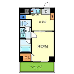リヴィエール三井 1Kの間取図画像
