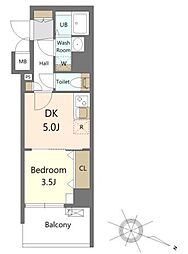 S-RESIDENCE横濱吉野町burgeon 1DKの間取図画像