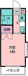 ルームパーシモン 1Kの間取図画像