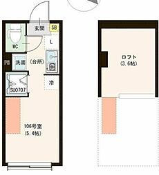 ル・ブラン小岩 1階ワンルームの間取り