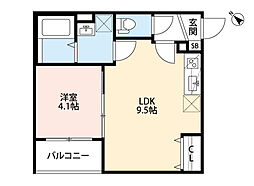 エリシオン大物町 1LDKの間取図画像
