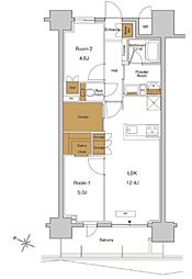 RJRPRECIA東十条ガーデン 2LDKの間取図画像