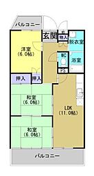 ノースヴィラ1号館 3LDKの間取図画像