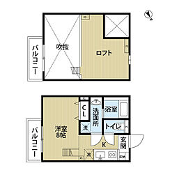 セジュール楠 1Kの間取図画像