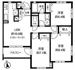 シダークレストあざみ野 3LDKの間取図画像