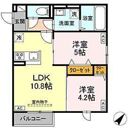 セレスティア南田中 2LDKの間取図画像