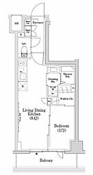 ザ・パークハビオSOHO市谷左内町 1LDKの間取図画像