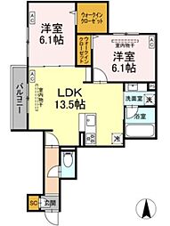 ブリューエン河原口0 2LDKの間取図画像