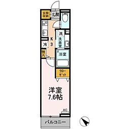 グレーヌメゾン 1Kの間取図画像