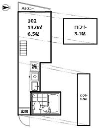 インベスト東大井 ワンルームの間取図画像