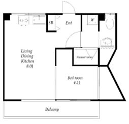 LEXFOS新宿 1LDKの間取図画像