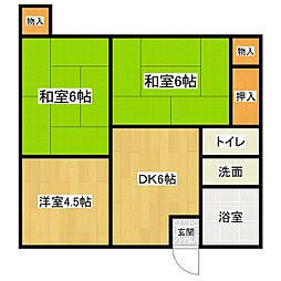 権丈コーポB 3DKの間取図画像