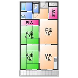メロディーコーポ岸和田 3DKの間取図画像