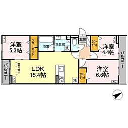 Calme Ville 3LDKの間取図画像