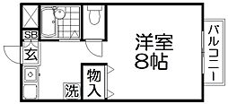 ラポール 2階1Kの間取り