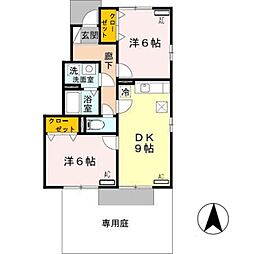 エピモンテA 2DKの間取図画像