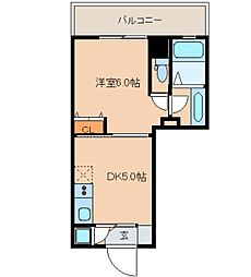 レジディア日本橋人形町 2階1DKの間取り