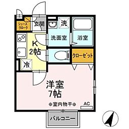 プレミール 1Kの間取図画像