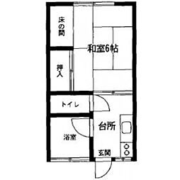 ハイツカワイ 1Kの間取図画像