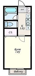 ドミール里 1Kの間取図画像
