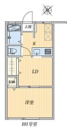 志村ハイム 1LDKの間取図画像