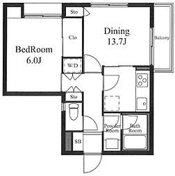 渋谷本町マンション 1階1LDKの間取り