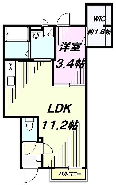 東京都八王子市北野町(賃貸アパート1LDK・1階・34.82㎡)の写真 その2