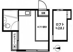 ラ・ヴィラ江古田 2階ワンルームの間取り