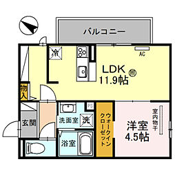 アルブルコート 1LDKの間取図画像