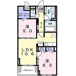 ルーセントファーロ 2LDKの間取図画像