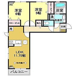 アルカディア 2LDKの間取図画像