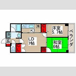 ピュアコートＪ 2階2LDKの間取り