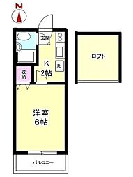 ハイツクリーネスト 1Kの間取図画像