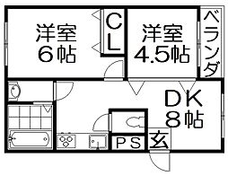 サトーピア香里園 2DKの間取図画像