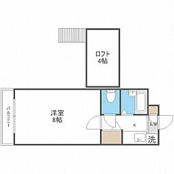 エール博多 1Kの間取図画像