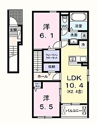 ホワイトキャッスル友 2LDKの間取図画像