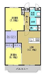 アースライト植木 2LDKの間取図画像
