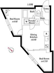 エルファーロ明大前3 5階2DKの間取り